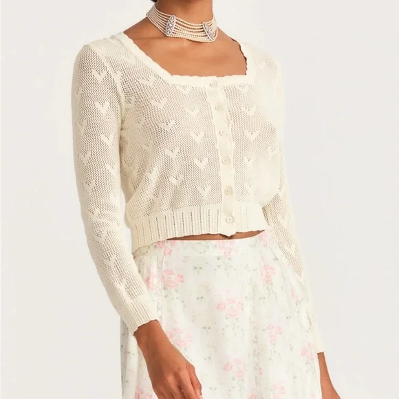 LoveShackFancy ♡ Heart Crop Cardigan - Picture 4 of 12